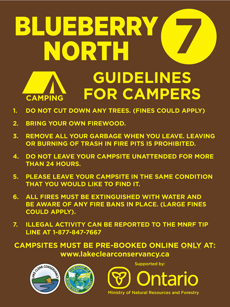 Guidelines for Campers - sign found at each campsite
